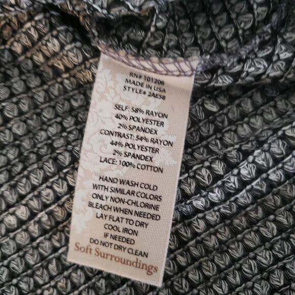 Soft Surroundings Women SIZE PM PETITE Gray Black Knit Long Sleeve Casual Top - Picture 7 of 12